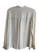 Vince Size 2 Creme Silk Round Neck Button Up & Collar Long Sleeve Pintucks Top Creme / 2