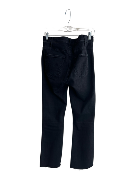 Mother Size 27 Black Cotton High Rise Zip Fly Flare Raw Hem Jeans Black / 27