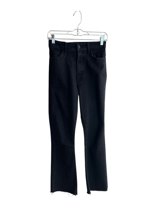 Mother Size 27 Black Cotton High Rise Zip Fly Flare Raw Hem Jeans Black / 27