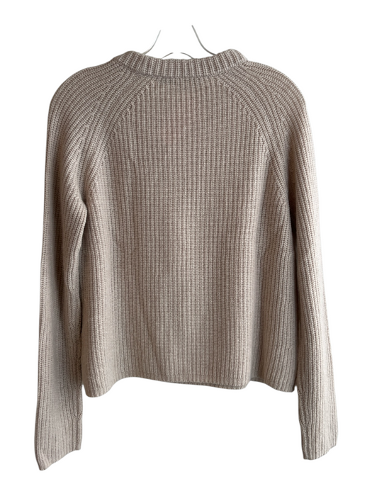 Jenni Kayne Size S Beige Cashllama Round Neck Long Sleeve Knit Sweater Beige / S