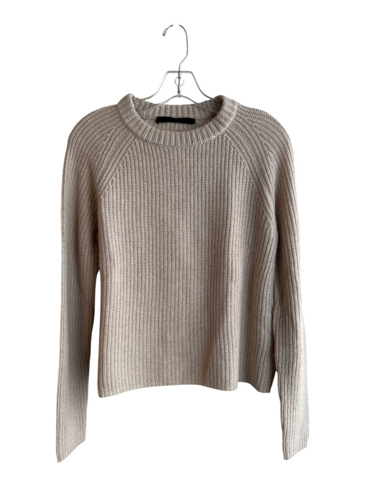 Jenni Kayne Size S Beige Cashllama Round Neck Long Sleeve Knit Sweater Beige / S