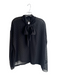 Theory Size S Black Silicone Sheer Shimmer Tie Neck Button Down Top Black / S