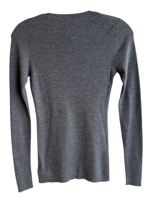 Theory Size S Gray Wool Ribbed Knit Round Neck Long Sleeve Top Gray / S