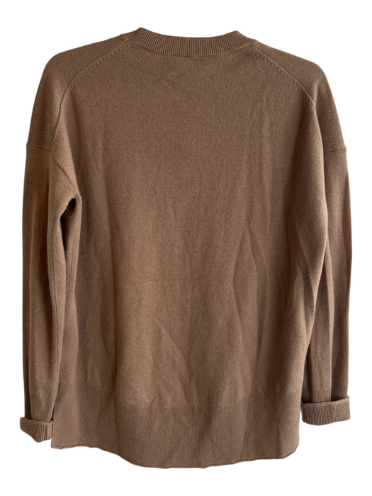 Theory Size S Brown Cashmere Ribbed Knit V Neck Long Sleeve Top Brown / S