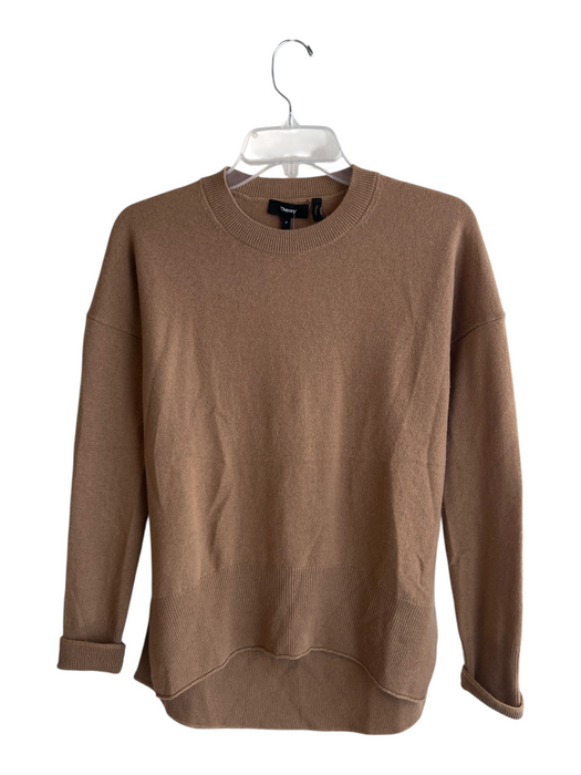 Theory Size S Brown Cashmere Ribbed Knit V Neck Long Sleeve Top Brown / S