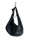 Melie Bianco Black Leather Woven Top Handle Zip Close Gold Hardware Bag Black / S