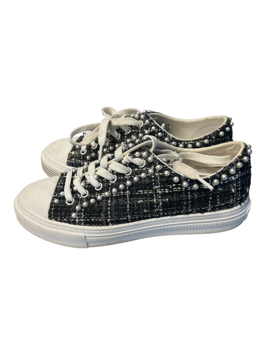Stuart Weitzman Shoe Size 8 Blue & White Manmade Material Tweed Almond Toe Shoes Blue & White / 8