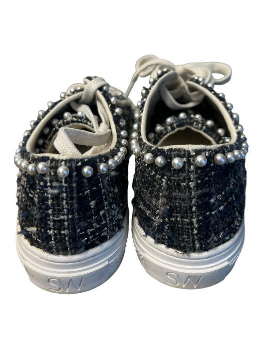 Stuart Weitzman Shoe Size 8 Blue & White Manmade Material Tweed Almond Toe Shoes Blue & White / 8