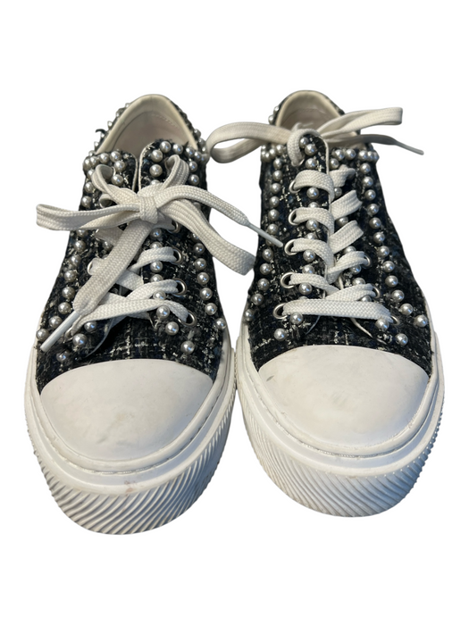Stuart Weitzman Shoe Size 8 Blue & White Manmade Material Tweed Almond Toe Shoes Blue & White / 8