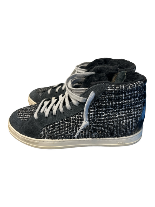 P448 Shoe Size EST 8 Gray & White Manmade Material Tweed Lace Up High Top Shoes Gray & White / EST 8