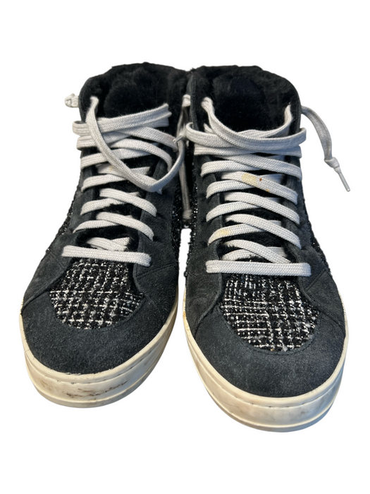 P448 Shoe Size EST 8 Gray & White Manmade Material Tweed Lace Up High Top Shoes Gray & White / EST 8