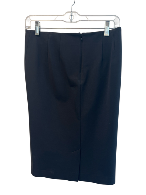 Theory Size 6 Black Viscose Blend Back Zip Knee Length Pencil Skirt Skirt Black / 6