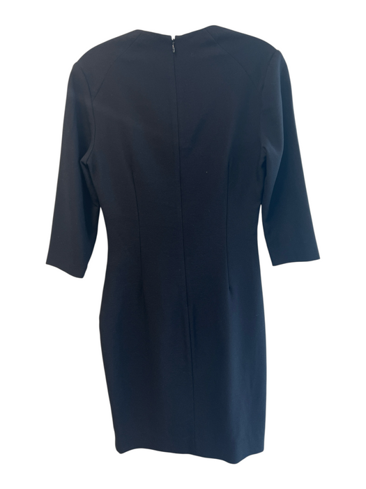 L'agence Size 4 Black Polyester Blend Round Neck Back Zip 1/2 sleeve Dress Black / 4