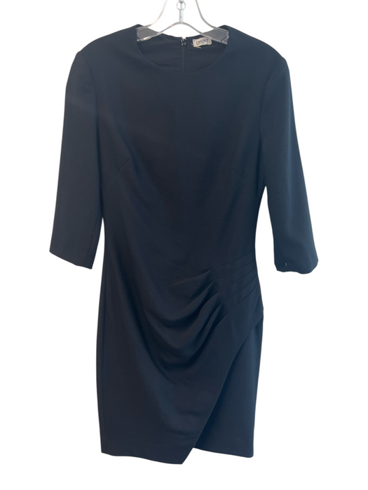 L'agence Size 4 Black Polyester Blend Round Neck Back Zip 1/2 sleeve Dress Black / 4