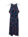 Saloni Size 6 Blue, Orange, pink Silk High Neck Floral Back Zip Midi Dress Blue, Orange, pink / 6