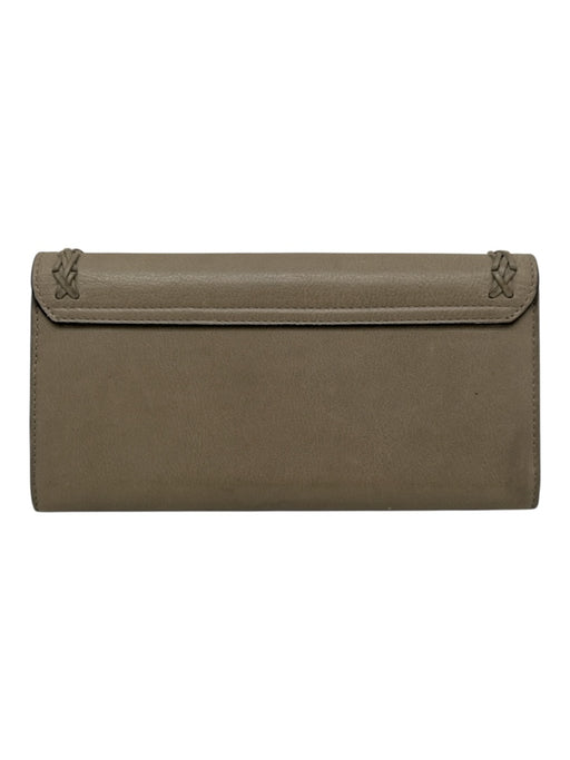 Chloe Taupe Leather Snap Stitching Continental Wallets Taupe