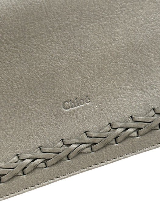 Chloe Taupe Leather Snap Stitching Continental Wallets Taupe