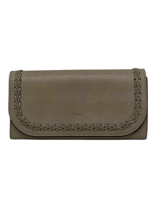 Chloe Taupe Leather Snap Stitching Continental Wallets Taupe