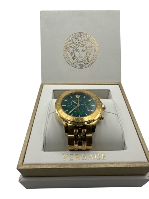 Versace Gold & Green Metal Case Men's Watch Gold & Green
