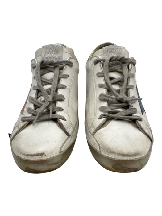 Golden Goose Shoe Size 42 White & Pink Leather Distressed Low Top Sneakers White & Pink / 42
