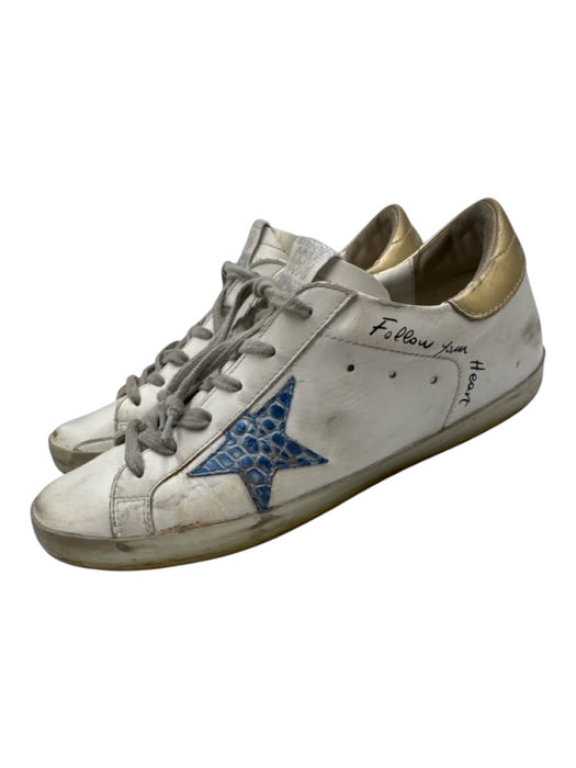 Golden Goose Shoe Size 42 White & Pink Leather Distressed Low Top Sneakers White & Pink / 42