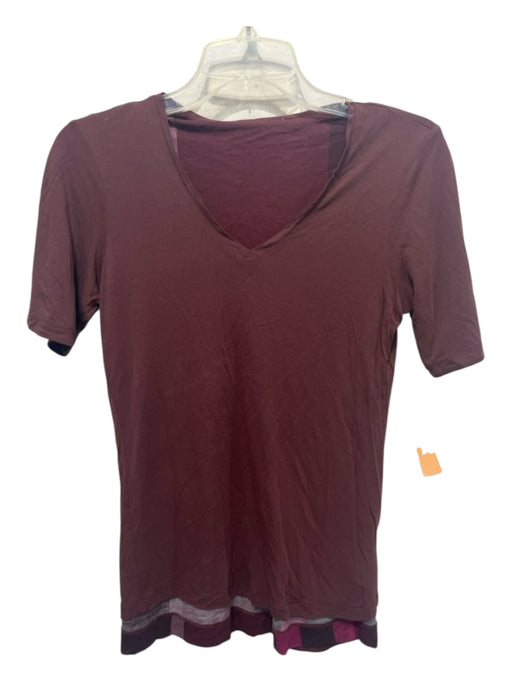 Burberry Size Small Plum Purple Modal V Neck Short Sleeve T Shirt Top Plum Purple / Small