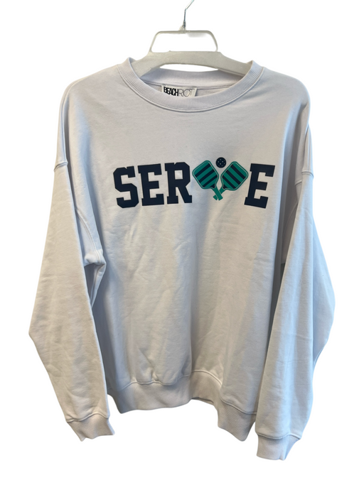 Beach Riot Size L White Cotton Blend Long Sleeve print on front Sweater White / L