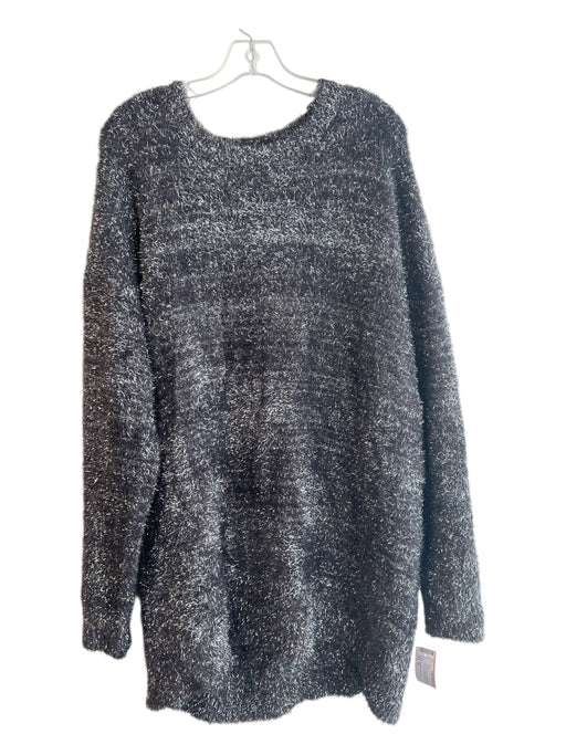 By Anthropologie Size XL Silver & Gray Polyester Blend Round Neck Glitter Dress Silver & Gray / XL