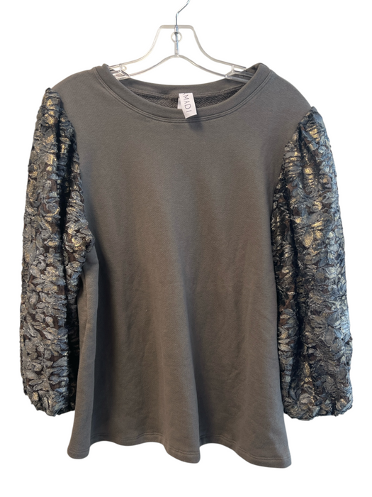 Amadi Size L Grey Cotton Long Sleeve Stitch Design Round Neck Pullover Sweater Grey / L