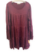 Lacausa Size L Burgundy Viscose Blend Long Sleeve solid color Tiered Dress Burgundy / L