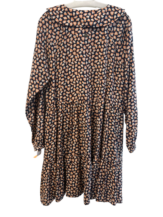 Barbour Size 10 Orange & navy Lyocell Long Sleeve Animal Print V Neck Dress Orange & navy / 10