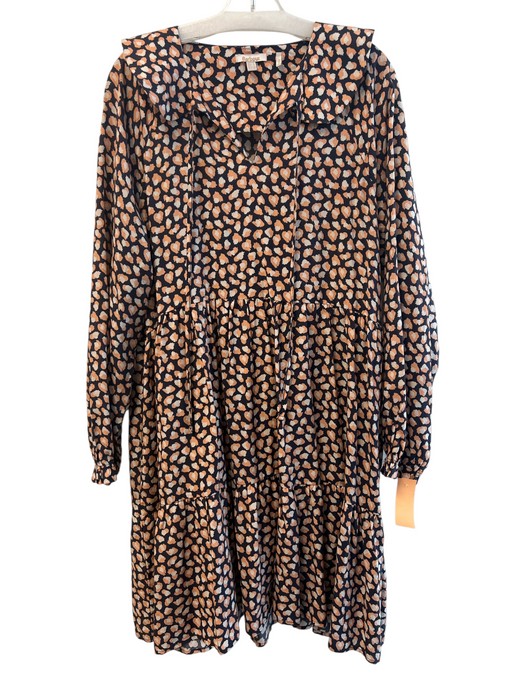Barbour Size 10 Orange & navy Lyocell Long Sleeve Animal Print V Neck Dress Orange & navy / 10