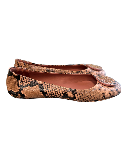 Tory Burch Shoe Size 9 Pink & Black Leather Upper Round Toe Animal Print Shoes Pink & Black / 9