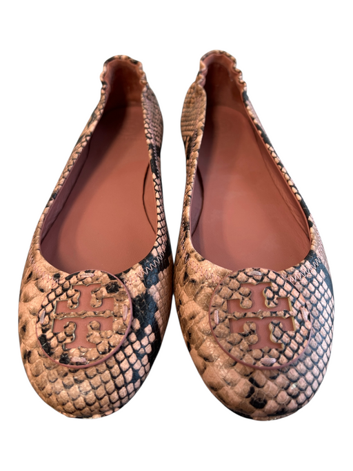 Tory Burch Shoe Size 9 Pink & Black Leather Upper Round Toe Animal Print Shoes Pink & Black / 9