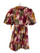 Love The Label Size Large Pink & Multi Cotton Half Puff Sleeve Tiered Dress Pink & Multi / Large