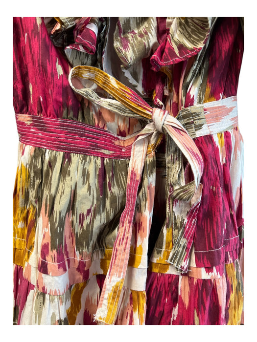 Love The Label Size Large Pink & Multi Cotton Half Puff Sleeve Tiered Dress Pink & Multi / Large