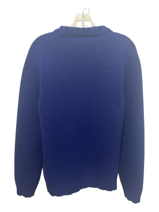 Moncler Size 2 Blue & Yellow Wool ribbed hem Logo Motif Sweater Blue & Yellow / 2