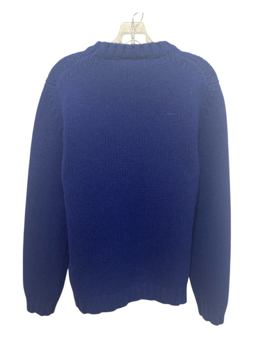 Moncler Size 2 Blue & Yellow Wool ribbed hem Logo Motif Sweater Blue & Yellow / 2