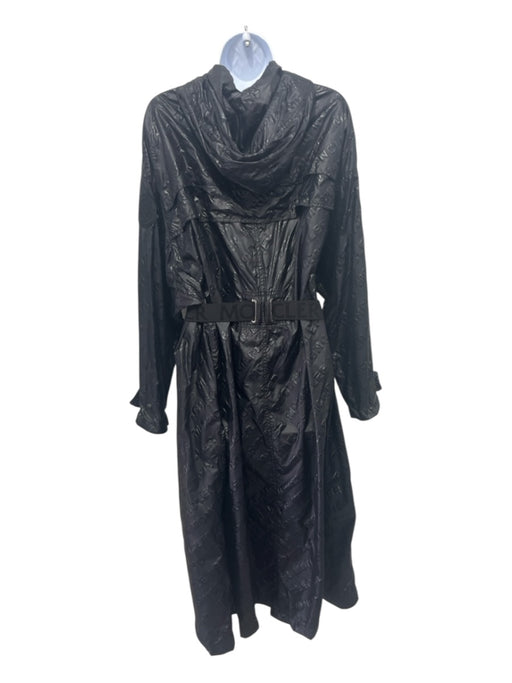 Moncler Size 1 Black Nylon Hood Pockets Belted Rain Coat Jacket Black / 1