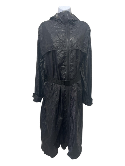 Moncler Size 1 Black Nylon Hood Pockets Belted Rain Coat Jacket Black / 1