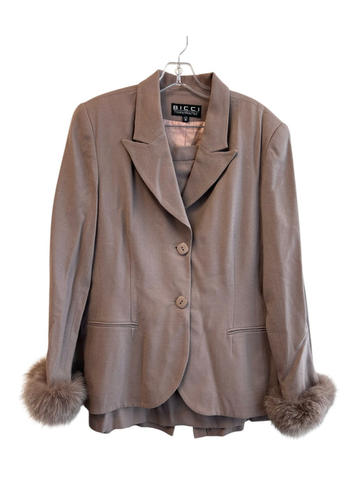 Bicci Size 16 Light Mauve Wool pencil skirt fur accent 2 Button Skirt Suit Light Mauve / 16