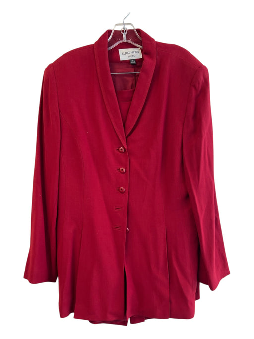 Albert Nipon Size 14 Red Viscose Blend 2 Piece Pencil Skirt Back Zip Skirt Suit Red / 14