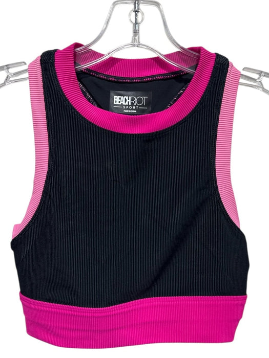 Beach Riot Size XS Black & Pink Polyester Blend Ribbed Side Stripe Pant Set Black & Pink / XS