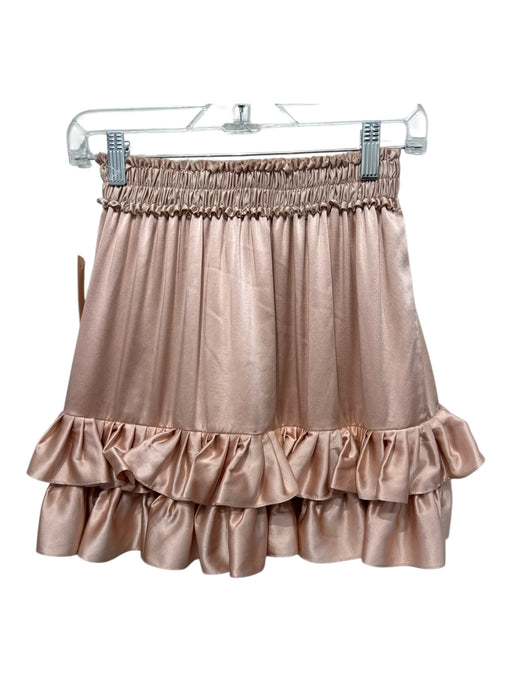 Loveshackfancy Size XS Peach Beige Silk Blend Raw Edge Elastic Waist Mini Skirt Peach Beige / XS