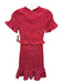 Likely Size 0 Red & Pink Polyester Smocked Floral Ruffle Trim Mini Dress Red & Pink / 0