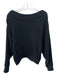 Free People Size M Black Polyester Ribbed Fleece Dolman Sleeve Wide Neck Sweater Black / M