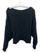 Free People Size M Black Polyester Ribbed Fleece Dolman Sleeve Wide Neck Sweater Black / M