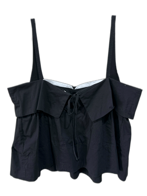 Maeve Size L Black & White Cotton Spaghetti Strap Tie Back Peplum Top Black & White / L