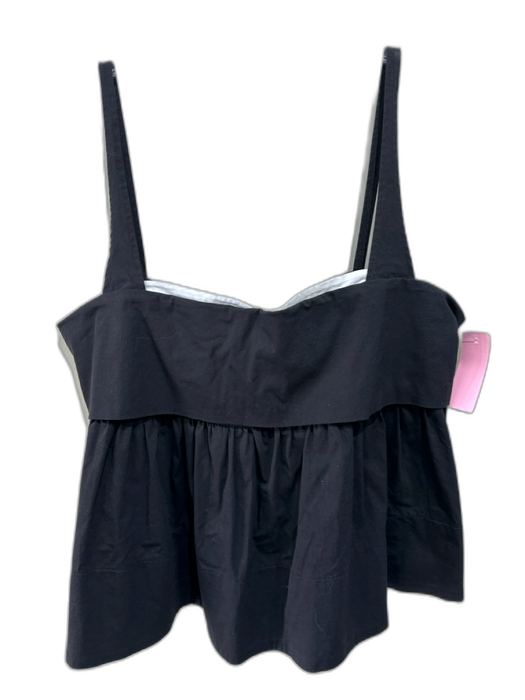 Maeve Size L Black & White Cotton Spaghetti Strap Tie Back Peplum Top Black & White / L