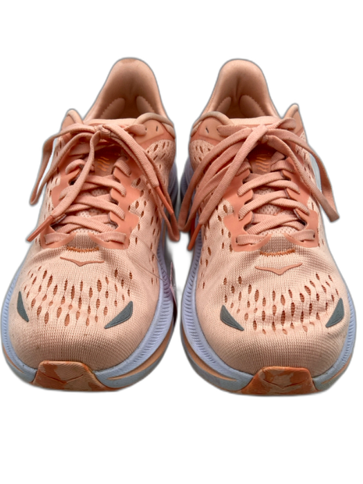 Hoka Shoe Size 8.5 Peach Synthetic Knit Round Toe Perforated Lace Up Sneakers Peach / 8.5